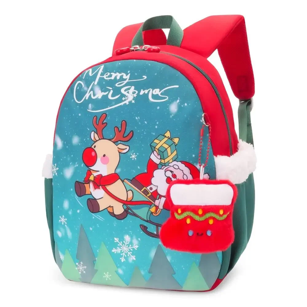 NWT SUN EIGHT Kids Christmas Backpack Santa Reindeer Glow in the Dark